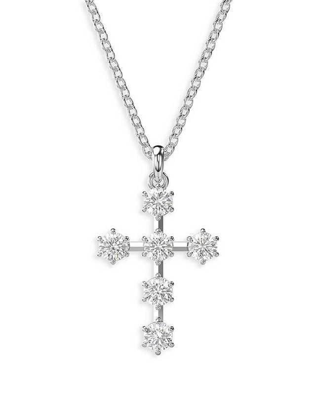 Womens Insigne Rhodium-Plated & Crystal Small Cross Pendant Necklace Product Image