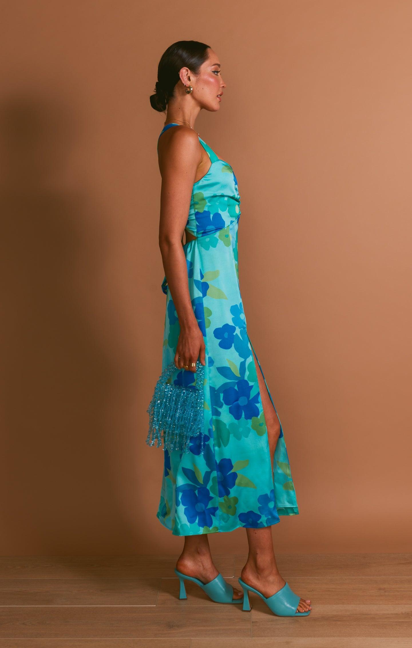 Mina Midi Dress ~ Blue Piccadilly Floral Product Image