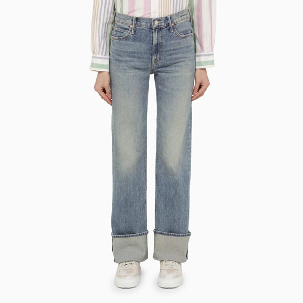 MOTHER The Duster Skimp Cuff Jeans With Turn-ups In Blue Product Image