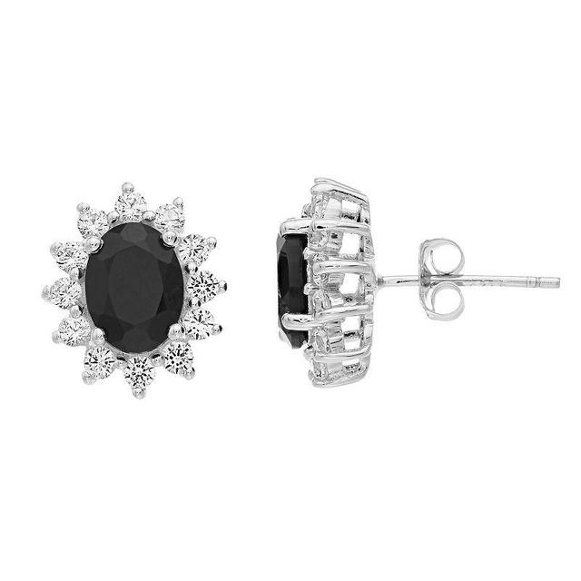 Gemminded Silver Tone Black Onyx Stud Earrings, Womens Product Image