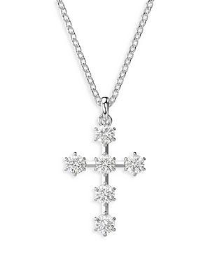 Womens Insigne Rhodium-Plated & Crystal Small Cross Pendant Necklace Product Image