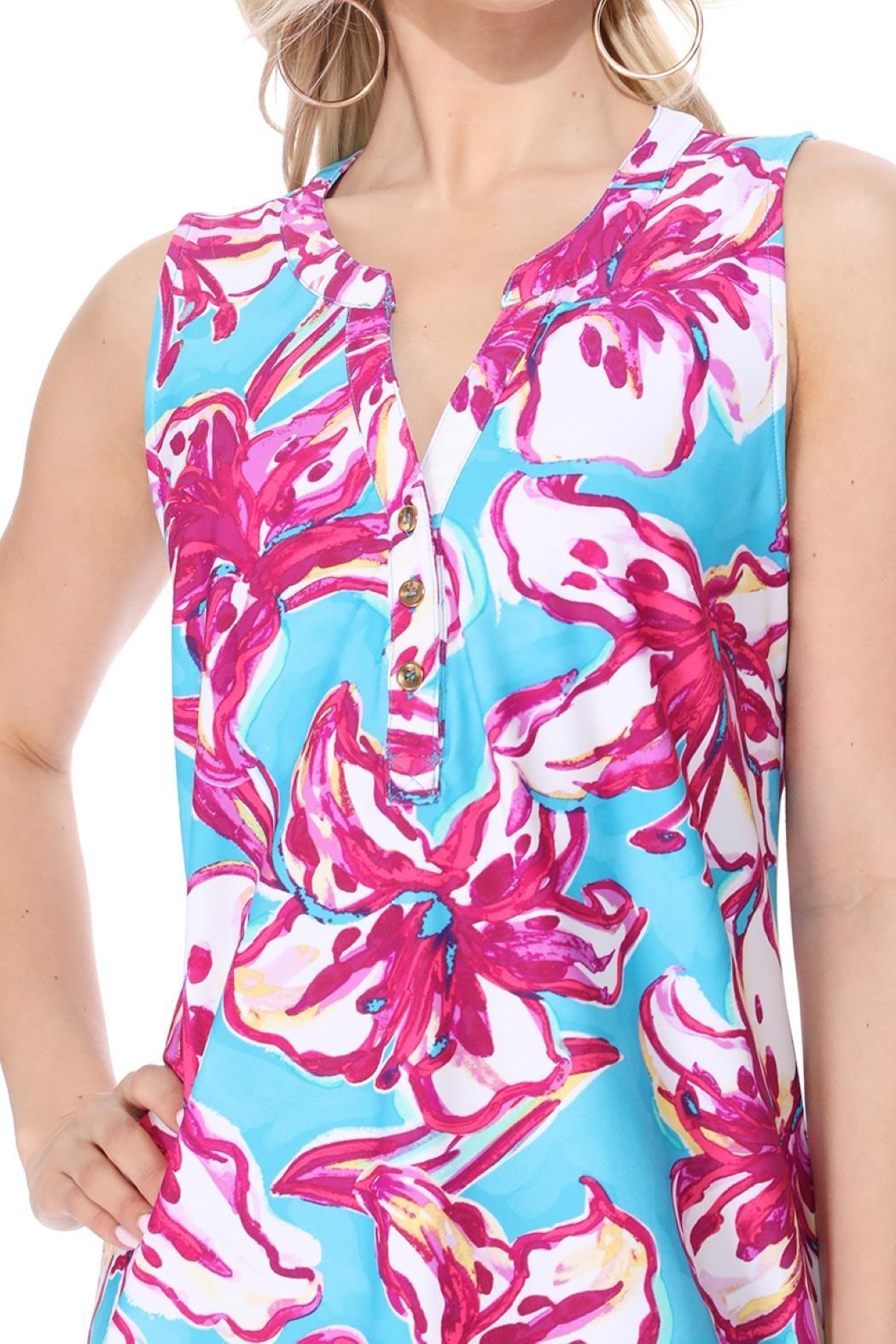 Teal Henley Floral Dress Product Image