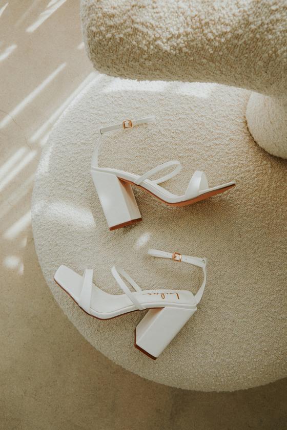 Mabie White Ankle Strap High Heel Sandals product image