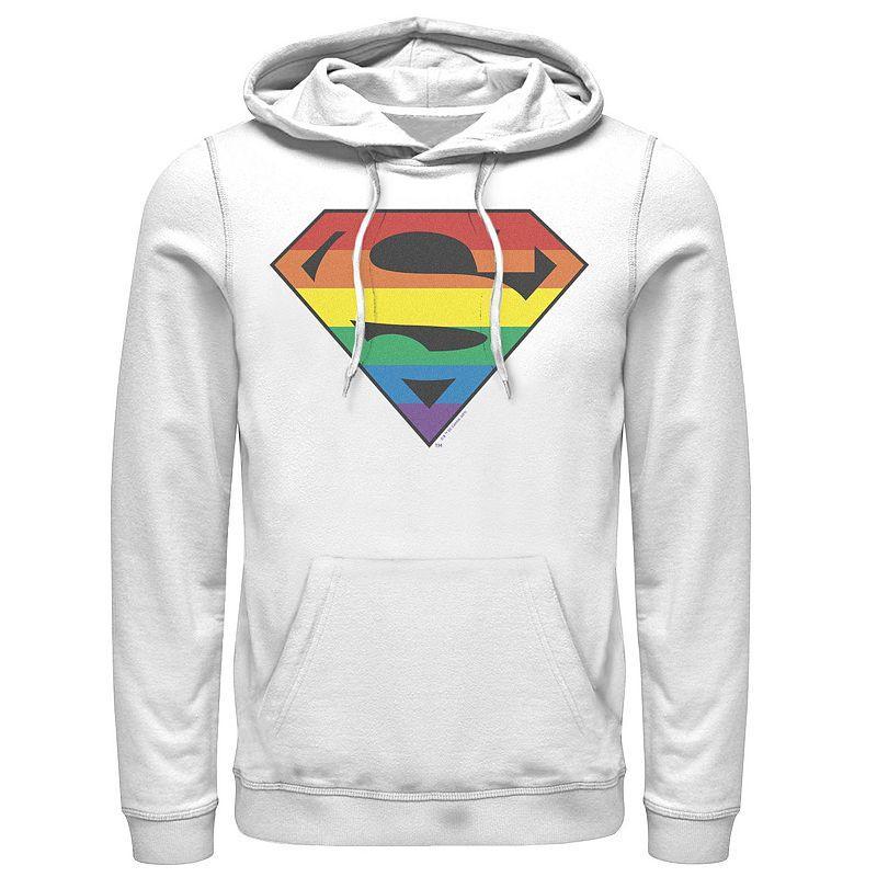 Mens Superman Rainbow Striped Chest Logo Hoodie Product Image