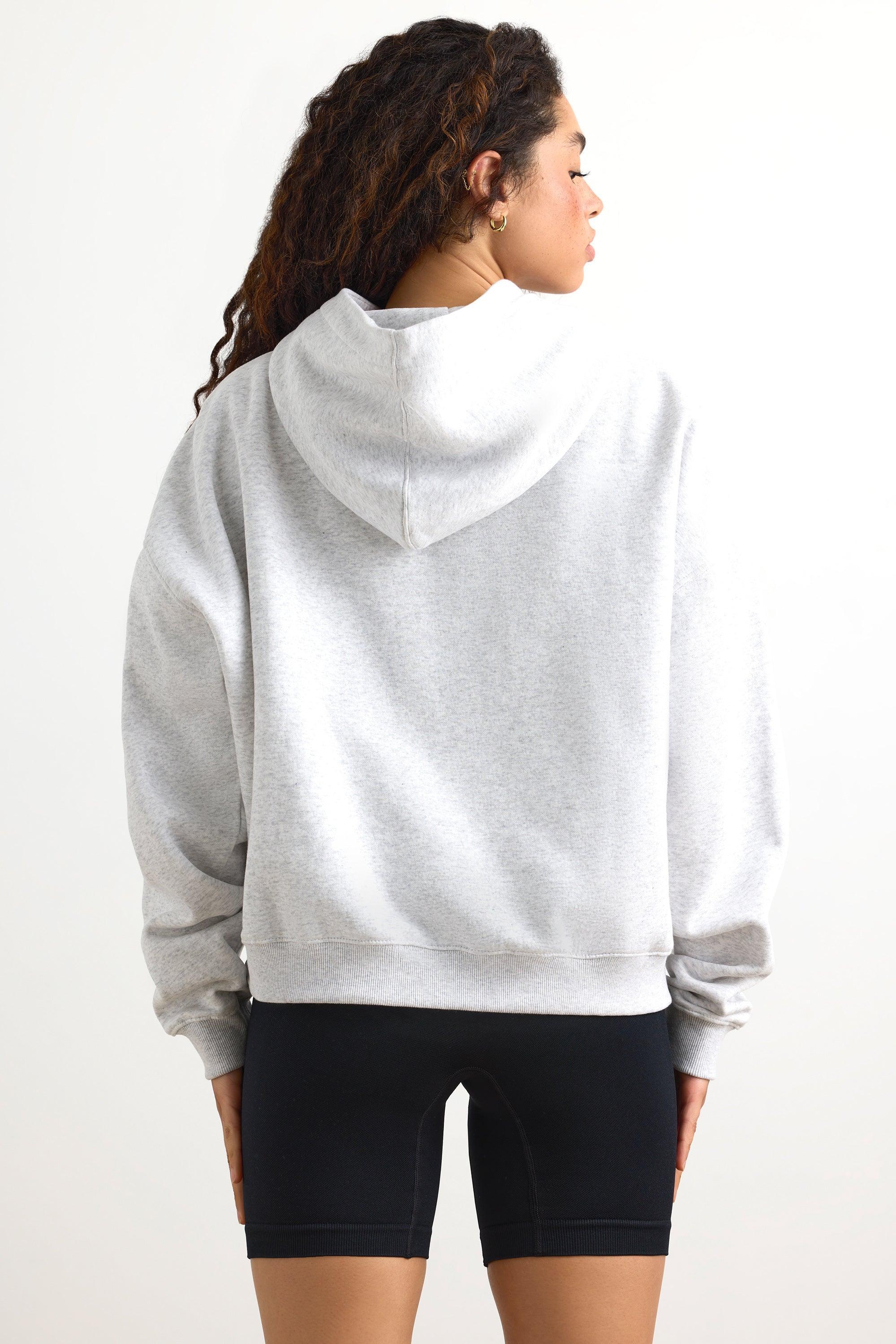 Appliqué Oversized Hoodie in Heather Grey Product Image