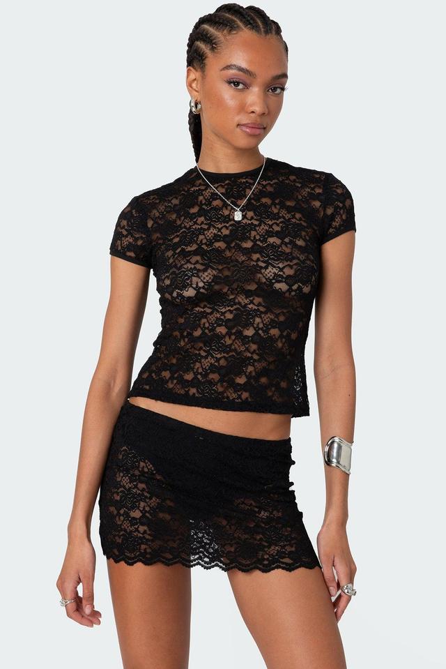 Kaori Sheer Lace T Shirt Product Image