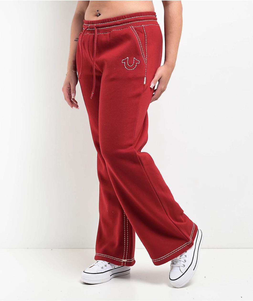 True Religion Super T Fleece Ruby Red Sweatpants Product Image