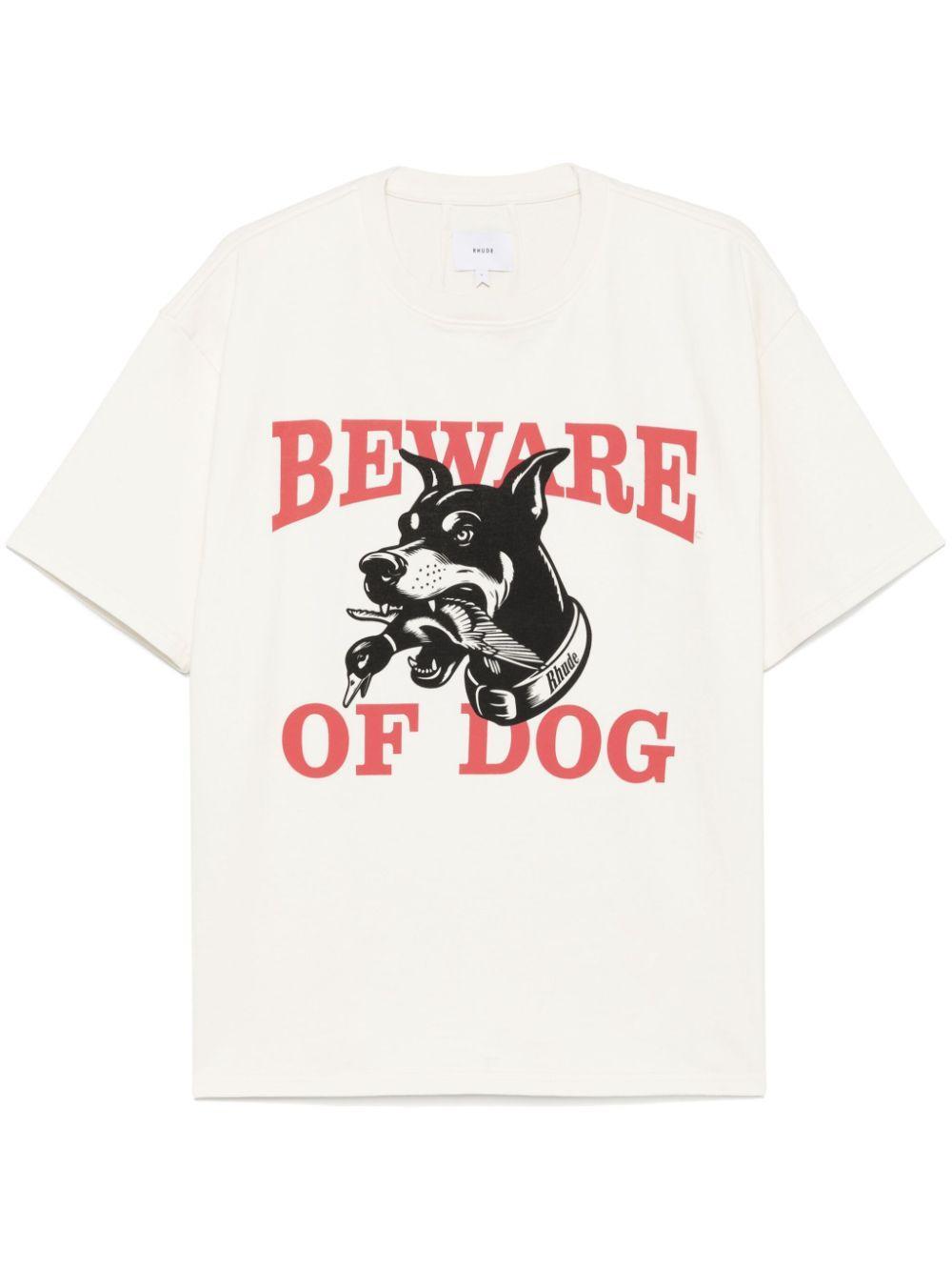 RHUDE Warning Logo Tee In White Product Image