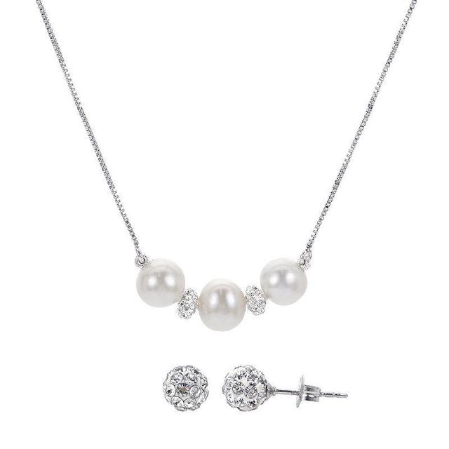 PearLustre by Imperial Freshwater Cultured Pearl & Crystal Bead Necklace & Earring Set, Womens Sterling Product Image