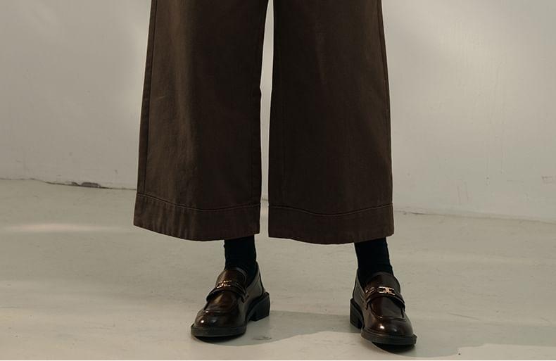 High Rise Plain Crop Wide Leg Pants Product Image