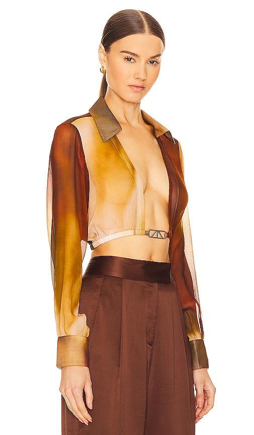 RTA Cropped Shirt Brown. (also in ). Product Image