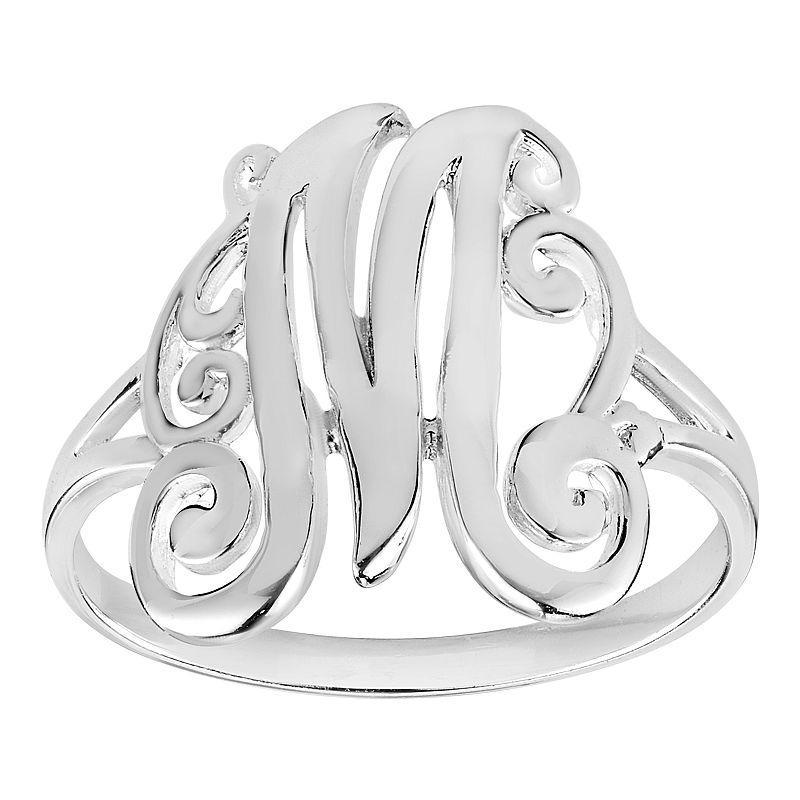 Womens PRIMROSE Sterling silver polished monogram initial B band ring size 7., Womens Grey Product Image