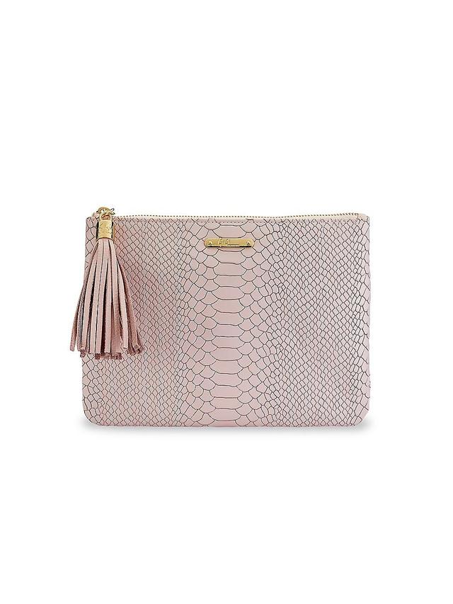 Womens All-In-One Python-Embossed Leather Clutch Product Image