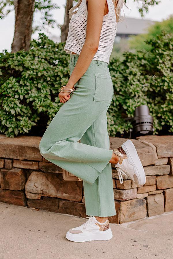 The Taron High Waist Wide Leg Pants in Pear Product Image