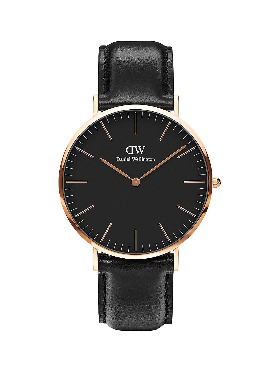 Daniel Wellington Mens Classic Sheffield Black Leather Watch 40mm Product Image