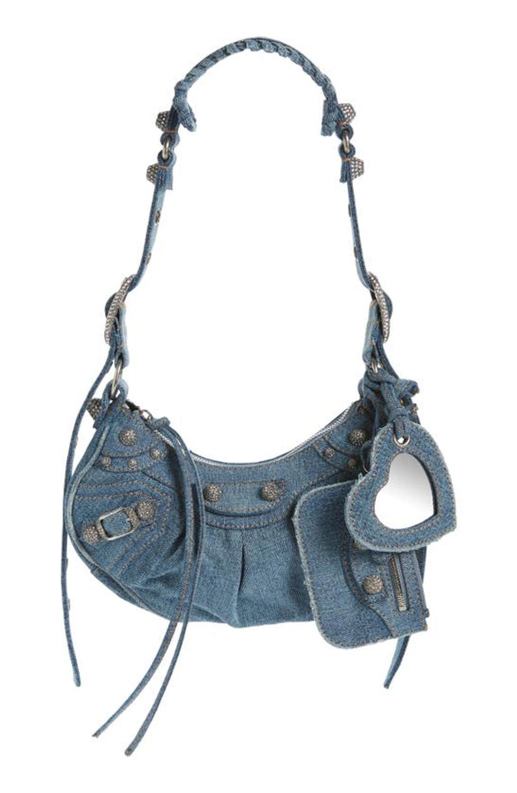 BALENCIAGA Extra Small Cagole Denim Shoulder Bag In Blue Product Image