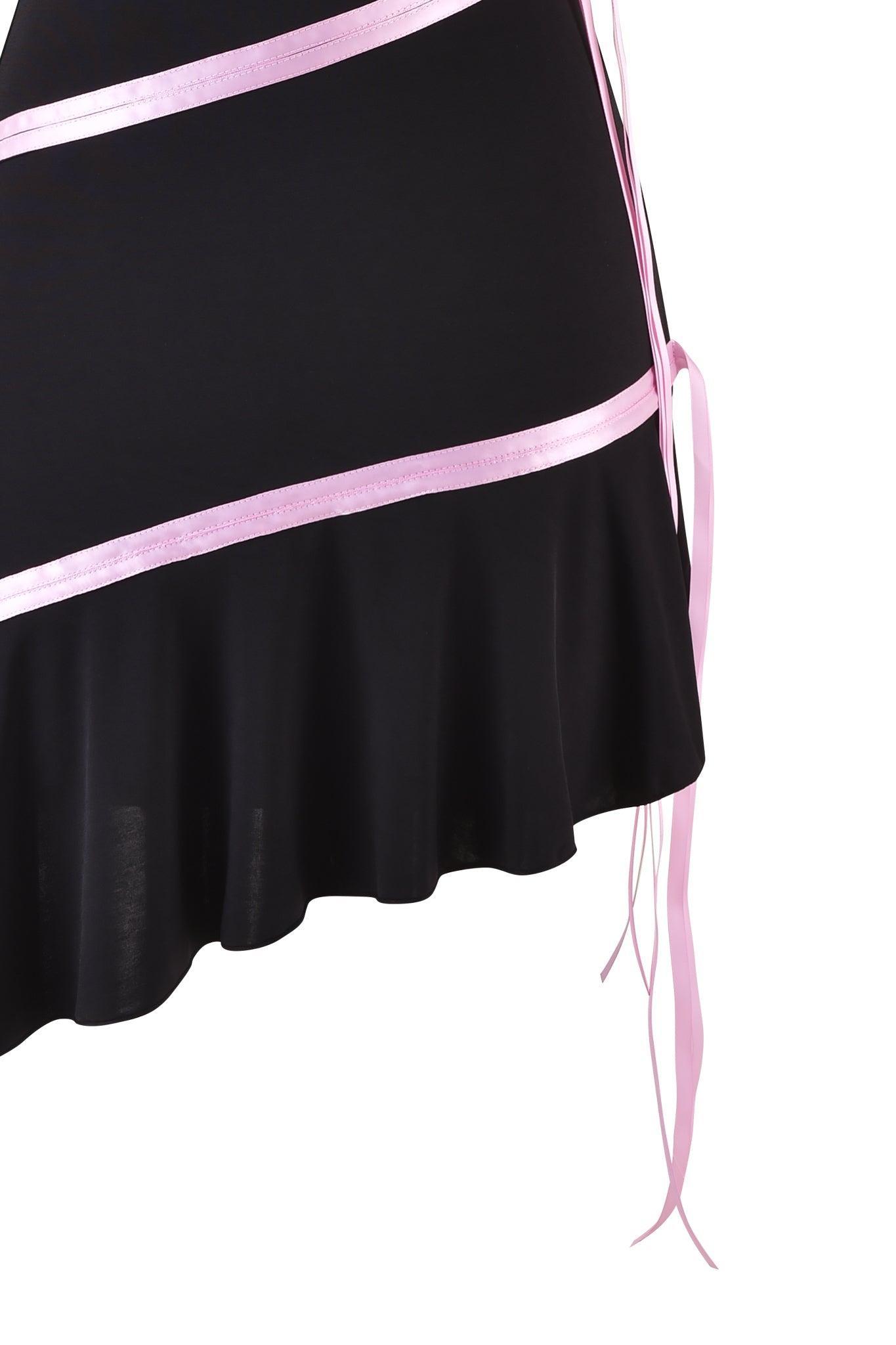 ARLY MINI DRESS - BLACK : PASTEL PINK Product Image