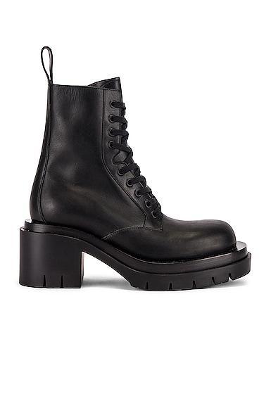 Bottega Veneta Lug Lace Up Ankle Boots in Black - Black. Size 38 (also in 38.5, 39, 40). Product Image