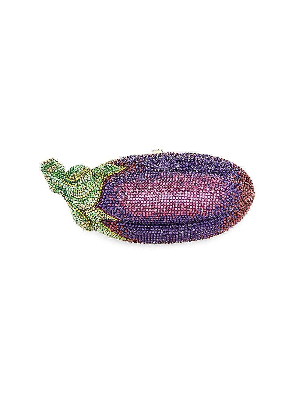 Womens Eggplant Crystal-Embellished Clutch Product Image