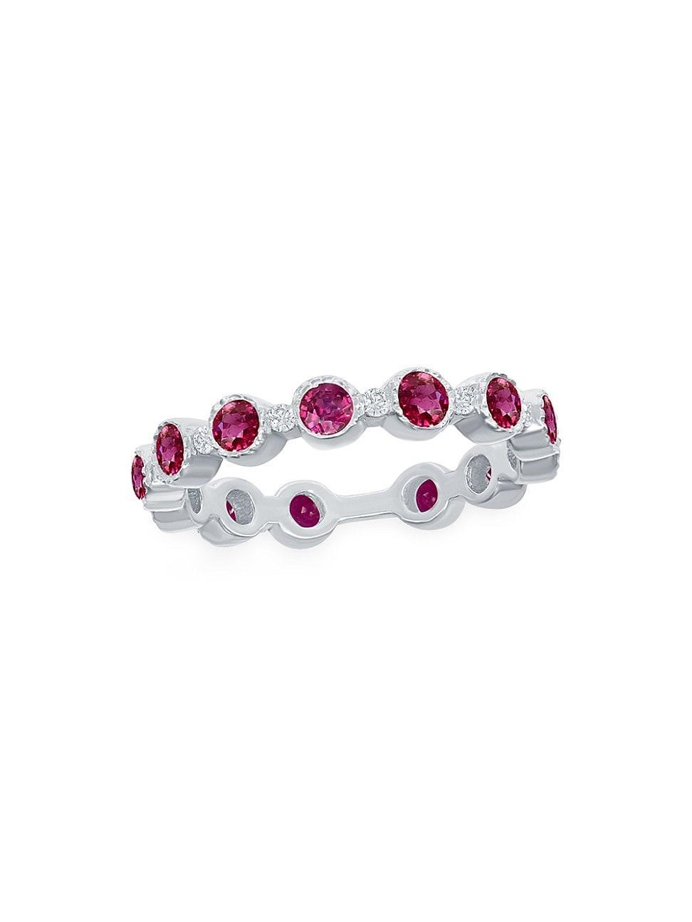 Womens 14K White Gold, Ruby & 0.12 TCW Diamond Band Ring Product Image