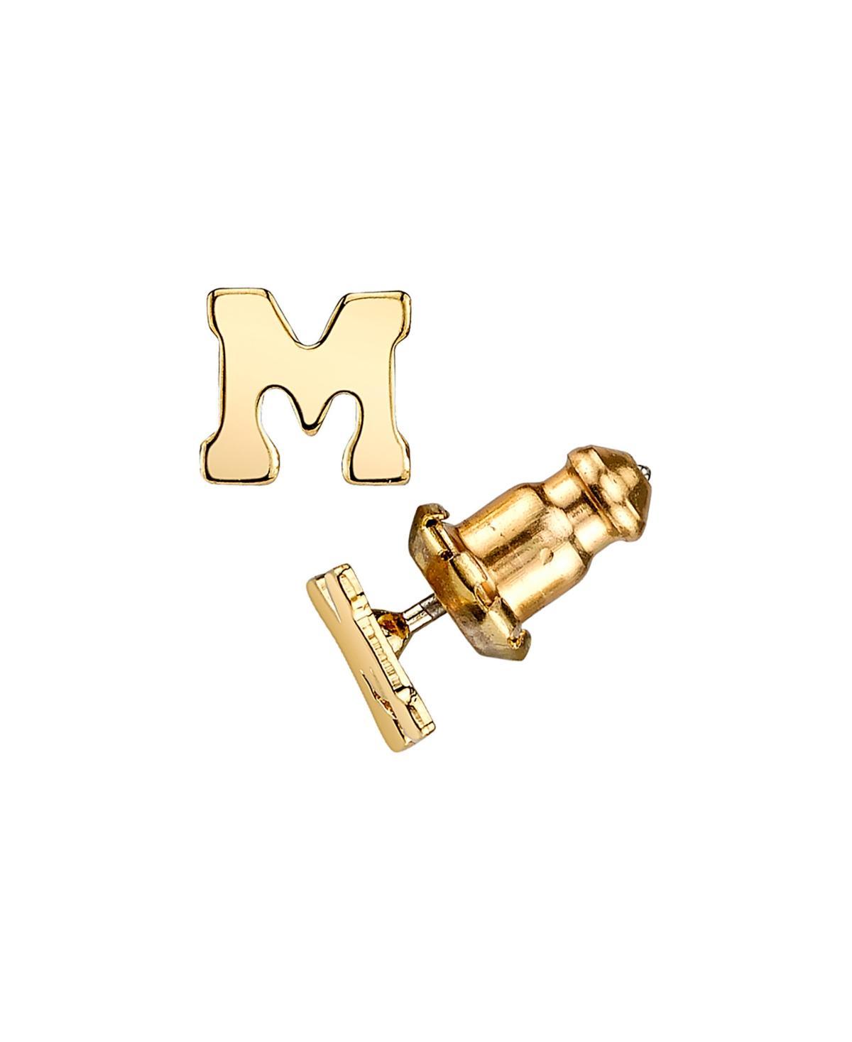 1928 14K Gold Dipped Initial Button Earrings, Womens, Yellow Product Image