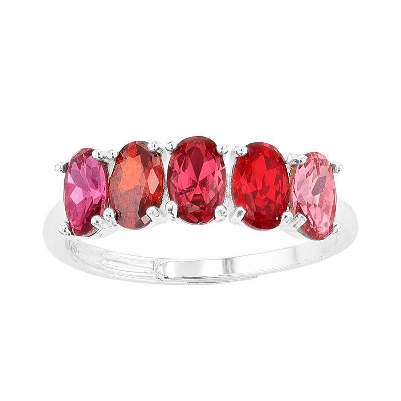 City Luxe 5-Stone Birthstone Crystal Ring, Womens, Silver Tone July Product Image