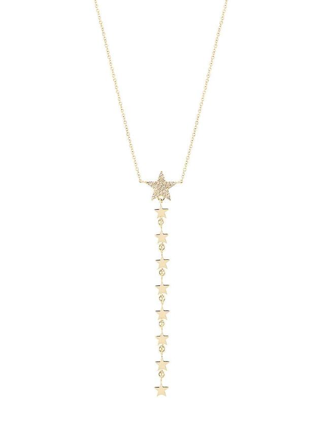 Womens 14K Yellow Gold & 0.09 TCW Diamond Star Y Necklace Product Image