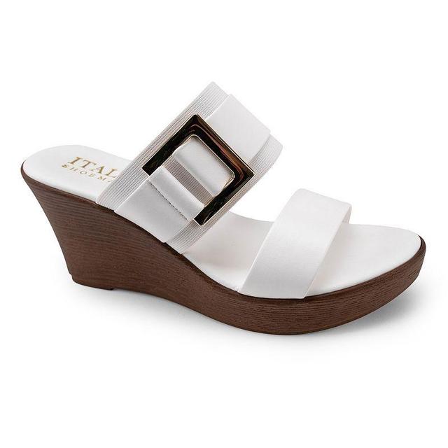Italian Shoemakers Cai Womens Wedge Sandals White Product Image