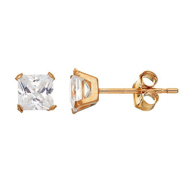 Taylor Grace Cubic Zirconia 10k Gold Stud Earrings, Womens, White Product Image