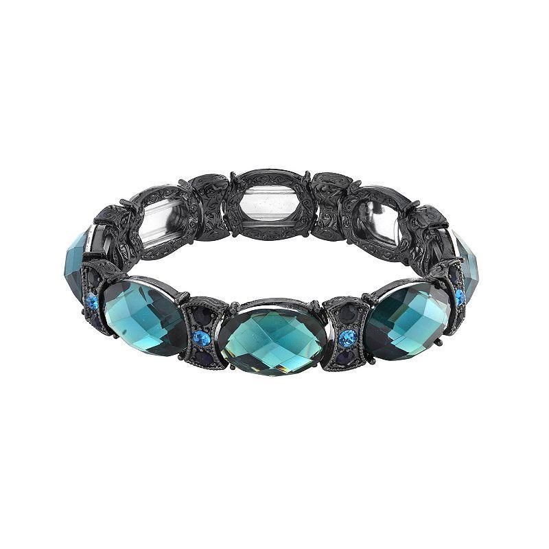 1928 Black-Tone Blue Stretch Bracelet, Womens Product Image