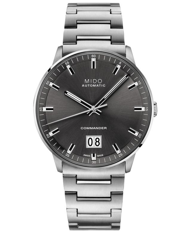 Mido Mens Swiss Automatic Commander Ii BigDate Stainless Steel Bracelet Watch 42mm - Stainless Steel Product Image