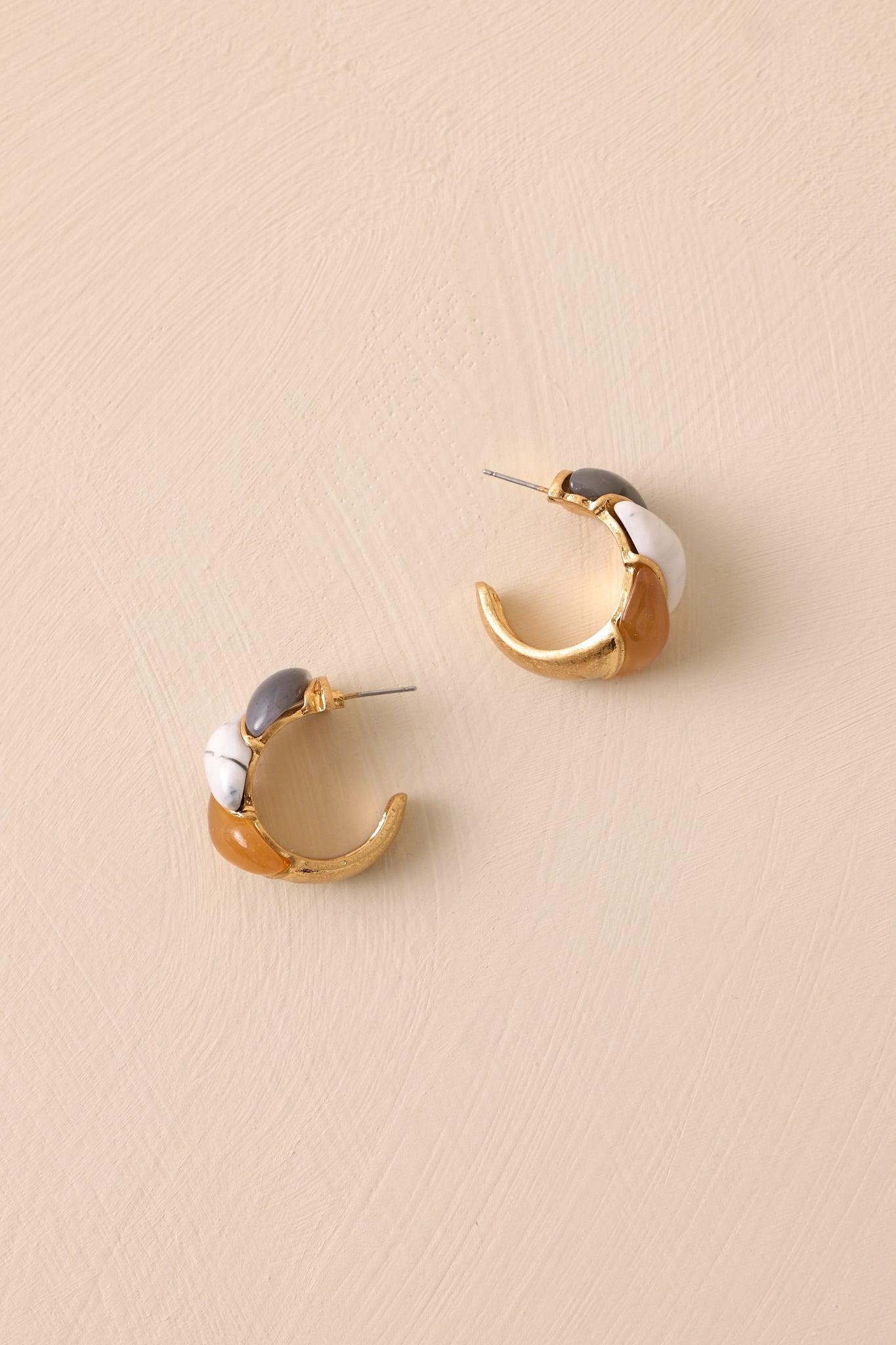 Out And About Gold Multi Color Crescent Hoop Earrings Product Image