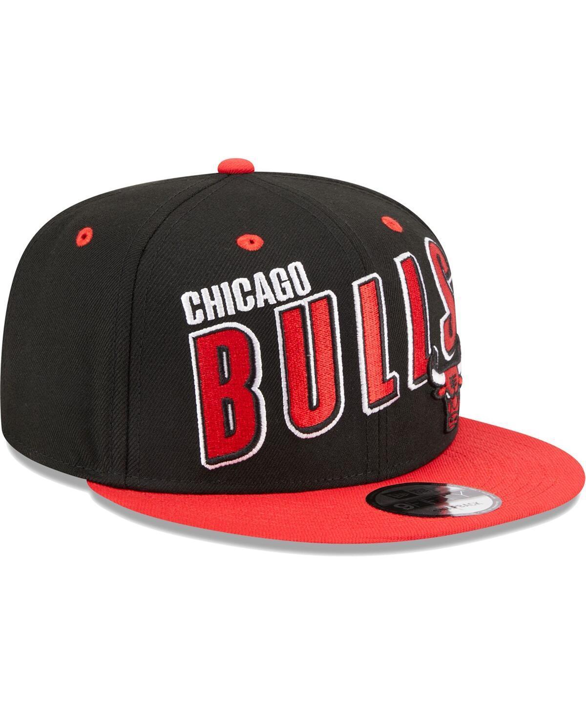 Mens New Era Black Chicago Bulls Stacked Slant 2-Tone 9FIFTY Snapback Hat - Black Product Image