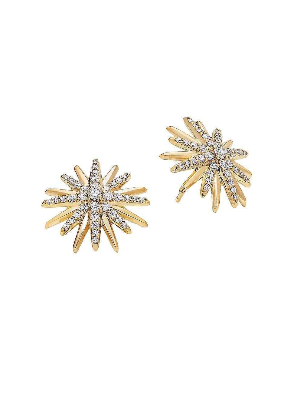 Womens Starburst Stud Earrings In 18K Yellow Gold With Diamonds Product Image