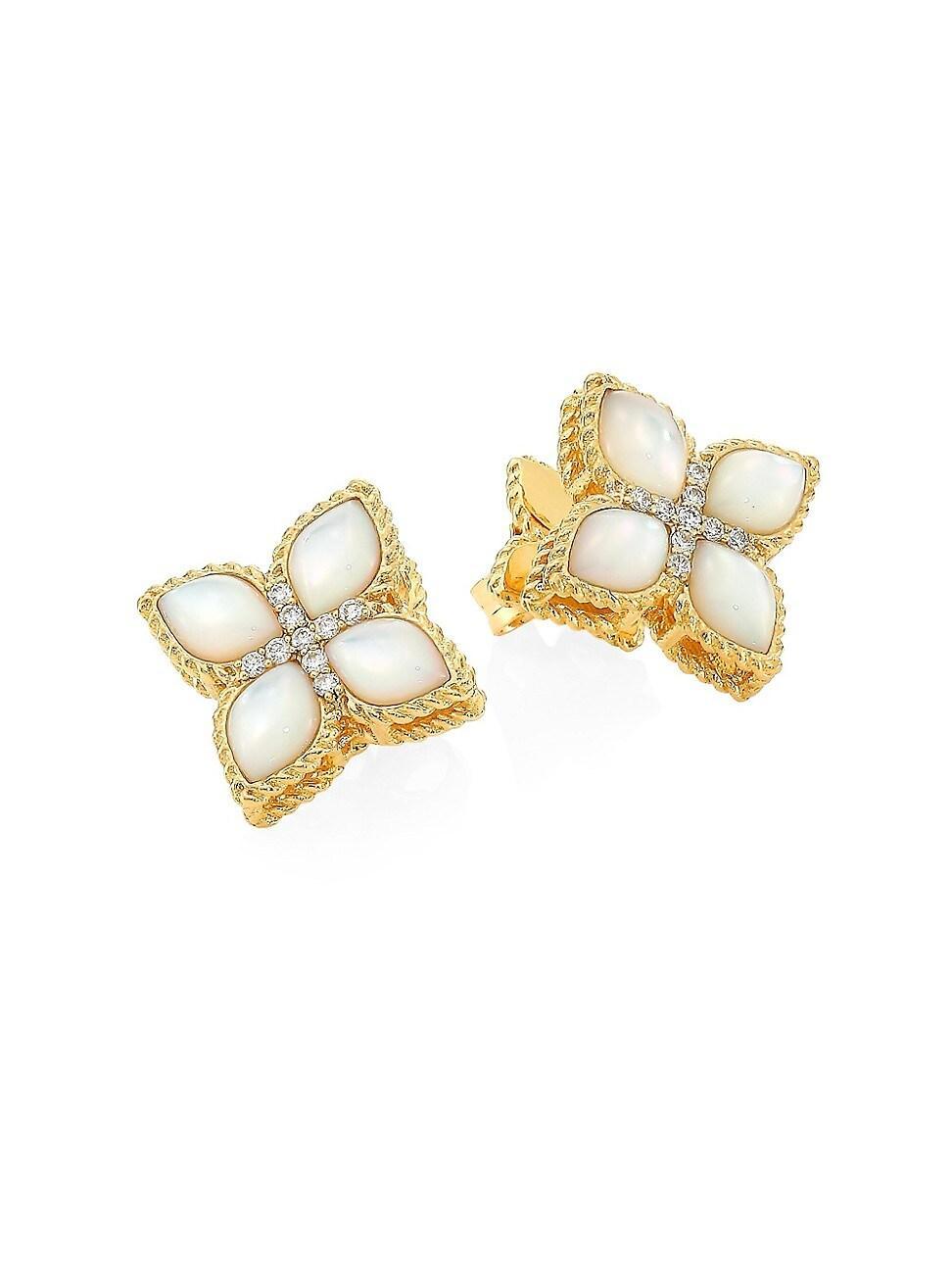 Womens Venetian Princess 18K Yellow Gold, Mother-Of-Pearl & Diamond Earrings Product Image