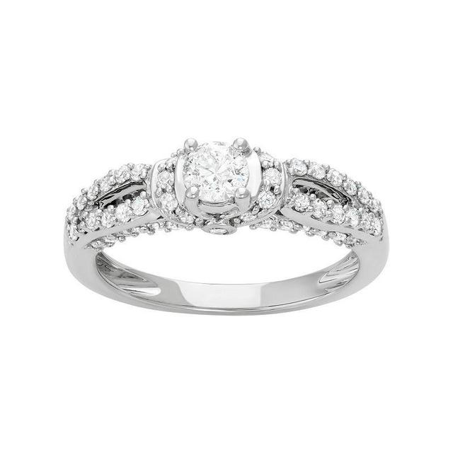 14k White Gold 1 Carat T.W. Diamond Engagement Ring, Womens Product Image