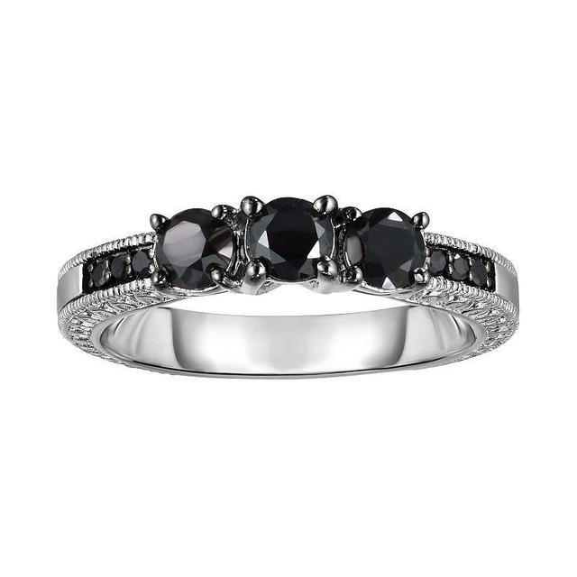 Sterling Silver 1 Carat T.W. Black Diamond 3-Stone Ring, Womens Silver Tone Product Image