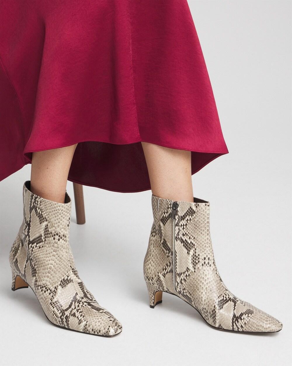 Faux Snakeskin Skinny Heel Ankle Boot product image