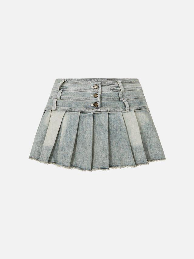 Aelfric Eden Three Layers Waist Washed Denim Skirt Female Product Image