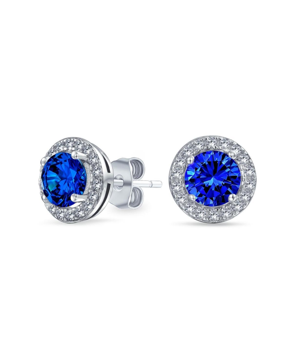 Bling Jewelry Traditional Pink Blue Purple 1CT Cubic Zirconia Round Circle Halo Solitaire Stud Earrings For Women Rose Gold .925 Sterling Silver Product Image