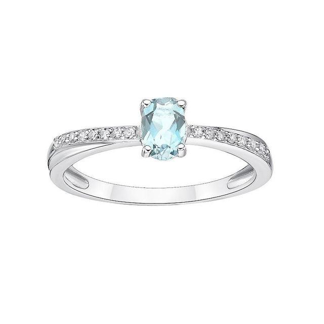 Gemminded 10k White Gold Aquamarine & Diamond Accent Ring, Womens 10k Whgold Product Image