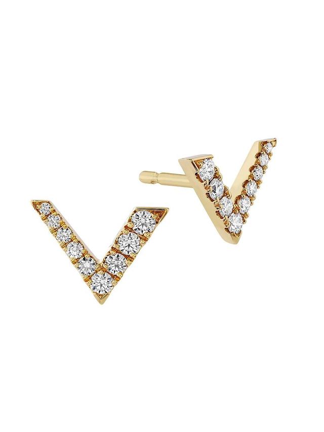 Womens Charmed 18K Yellow Gold & 0.17 TCW Diamond V Stud Earrings Product Image