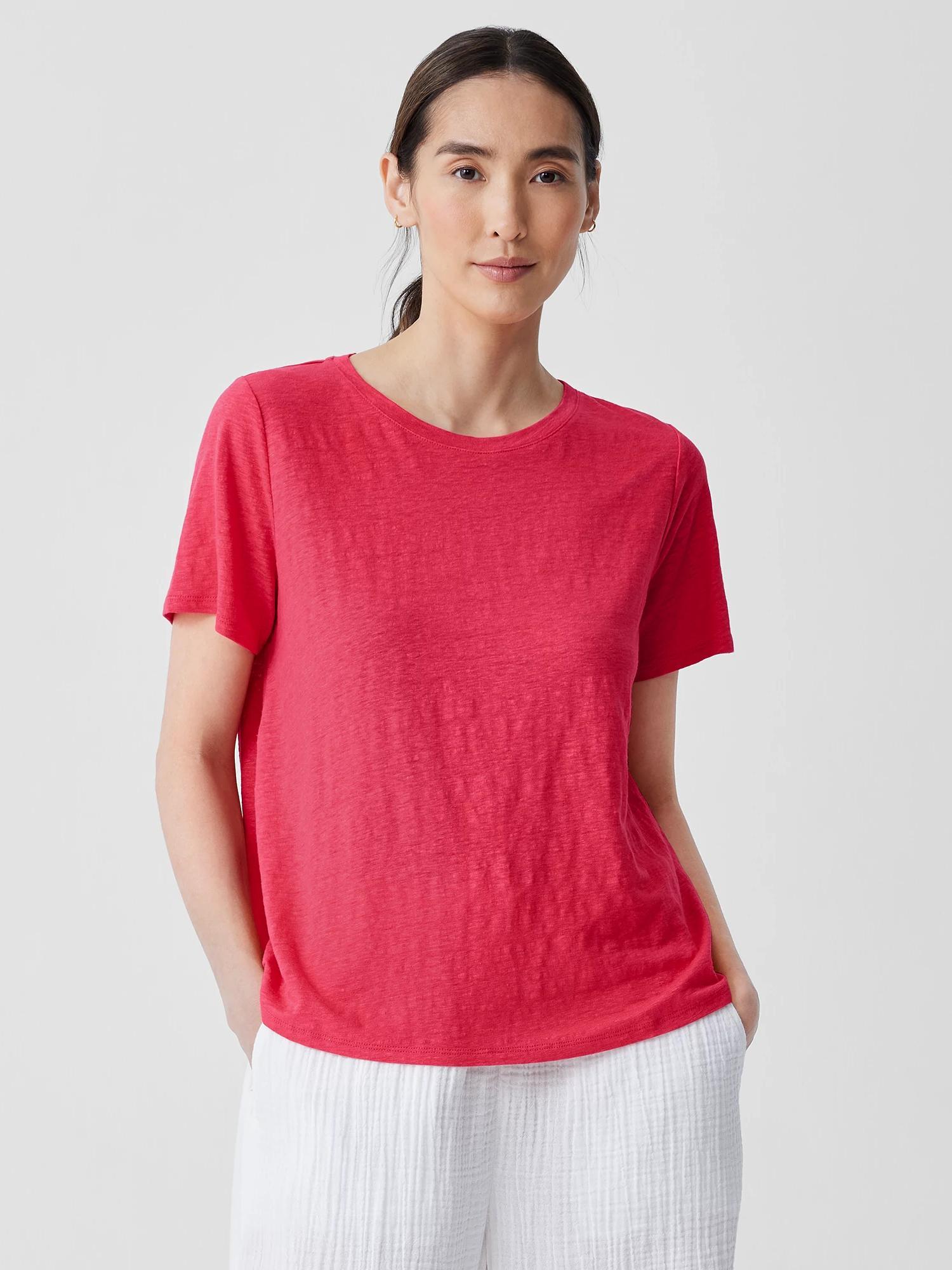 EILEEN FISHER Organic Linen Jersey Crew Neck Teefemale Product Image