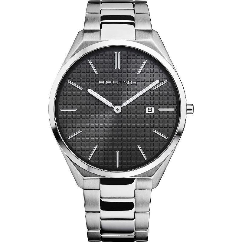 BERING Mens Ultra Slim Blue Stainless Steel Bracelet Watch - 17240-797 Silver Product Image