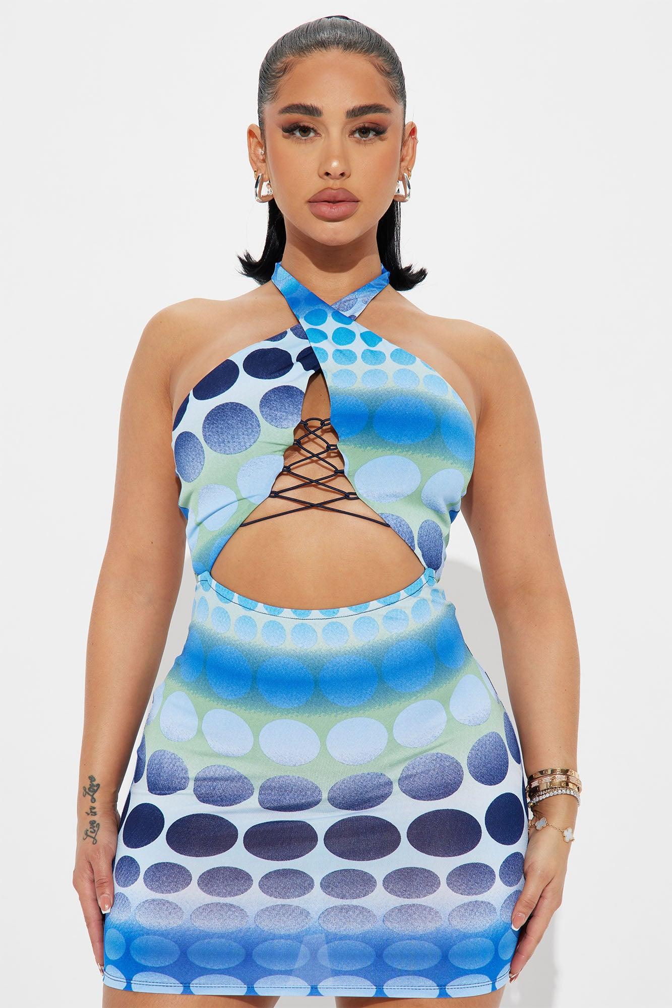 Kiya Halter Mini Dress - Blue/combo Product Image