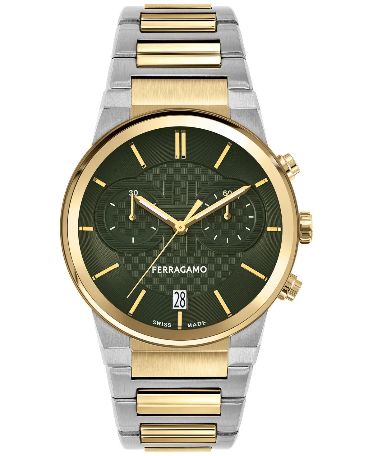 Salvatore Ferragamo Mens Swiss Chronograph Two-Tone Stainless Steel Bracelet Watch 41mm Product Image