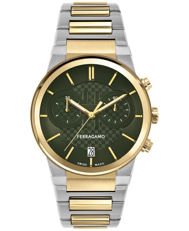 Salvatore Ferragamo Mens Swiss Chronograph Two-Tone Stainless Steel Bracelet Watch 41mm Product Image