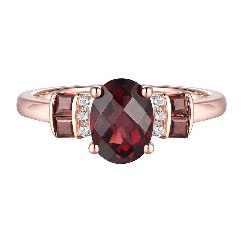 14k Rose Gold Over Silver Garnet & Lab-Created White Sapphire Ring, Womens Pink Product Image