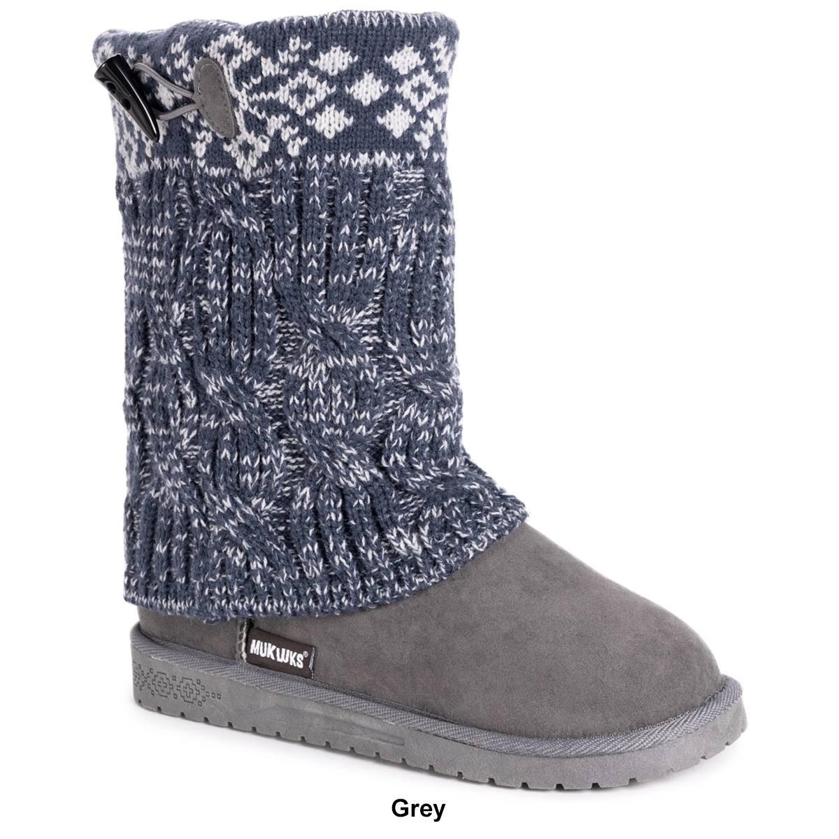 Essentials by MUK LUKS Cheryl Womens Knit Winter Boots Grey Product Image