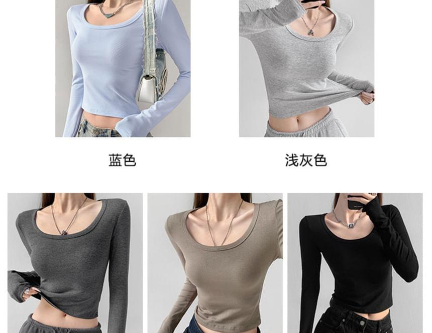 Long-Sleeve Skinny Crop T-Shirt in 7 Colors Product Image